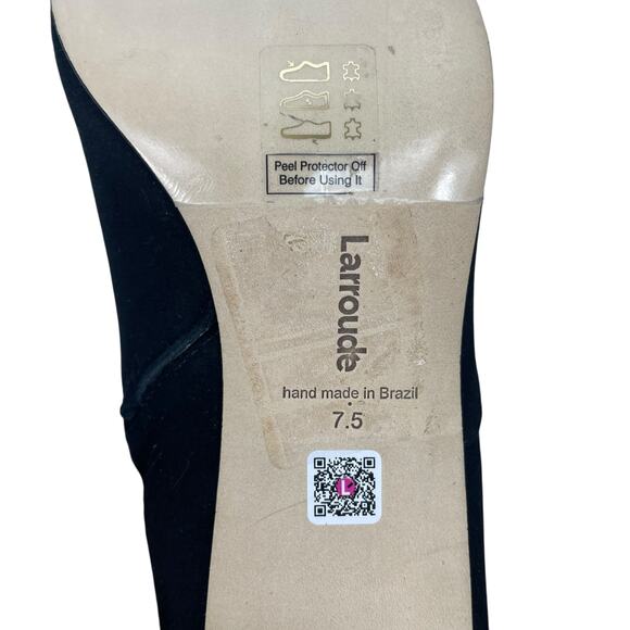 Larroude Alexis Suede Mirror Heel Ankle Boots Black Silver Size 7.5 - Picture 10 of 13